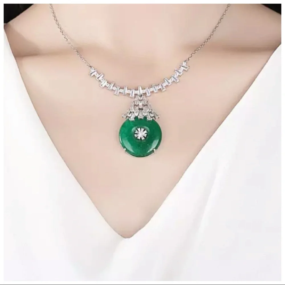 Swarovski Crystals The Cristabelle Jade Green Statement Necklace - Picture 6 of 6
